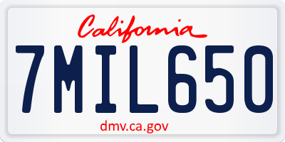 CA license plate 7MIL650