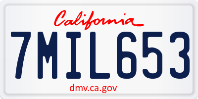 CA license plate 7MIL653