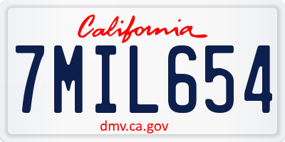 CA license plate 7MIL654