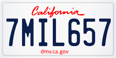 CA license plate 7MIL657