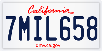 CA license plate 7MIL658