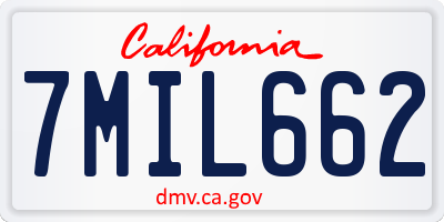 CA license plate 7MIL662