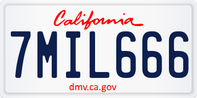 CA license plate 7MIL666