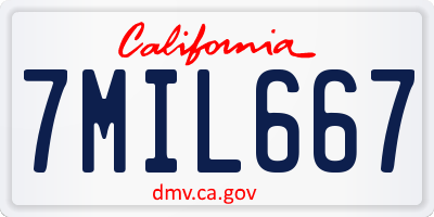CA license plate 7MIL667
