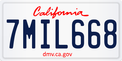 CA license plate 7MIL668