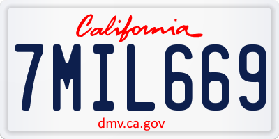 CA license plate 7MIL669