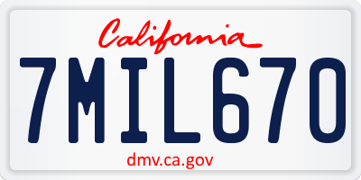 CA license plate 7MIL670