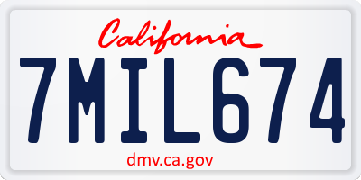 CA license plate 7MIL674