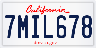 CA license plate 7MIL678