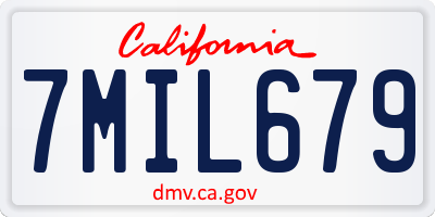 CA license plate 7MIL679