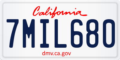 CA license plate 7MIL680