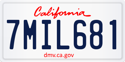 CA license plate 7MIL681