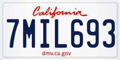 CA license plate 7MIL693