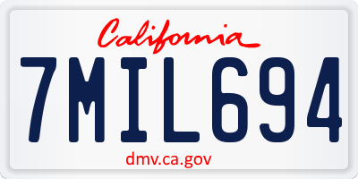 CA license plate 7MIL694