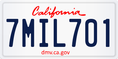 CA license plate 7MIL701