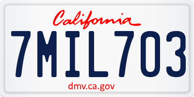 CA license plate 7MIL703