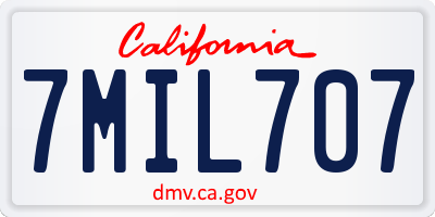 CA license plate 7MIL707