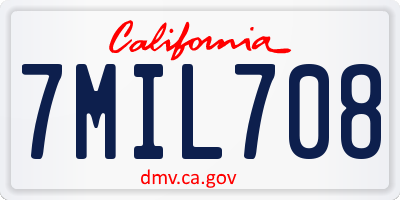 CA license plate 7MIL708