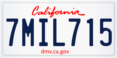 CA license plate 7MIL715