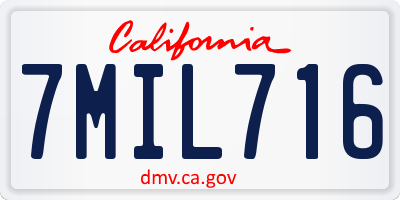 CA license plate 7MIL716