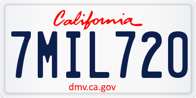 CA license plate 7MIL720
