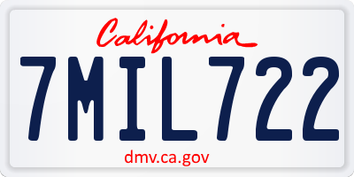 CA license plate 7MIL722