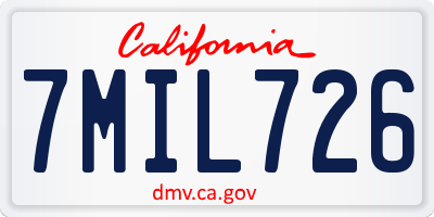 CA license plate 7MIL726