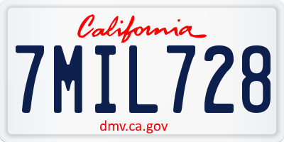 CA license plate 7MIL728