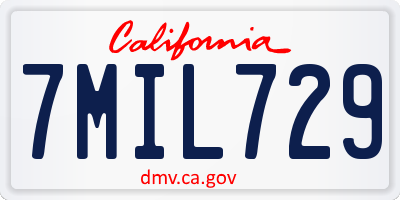 CA license plate 7MIL729