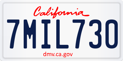 CA license plate 7MIL730