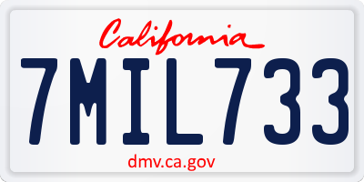 CA license plate 7MIL733