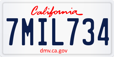 CA license plate 7MIL734