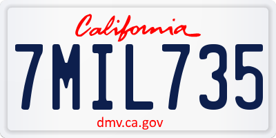 CA license plate 7MIL735