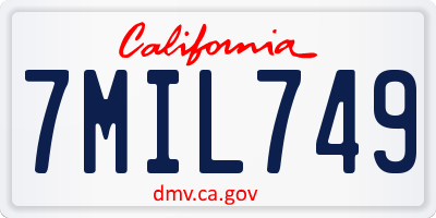 CA license plate 7MIL749