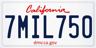 CA license plate 7MIL750