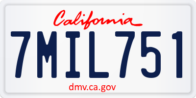 CA license plate 7MIL751