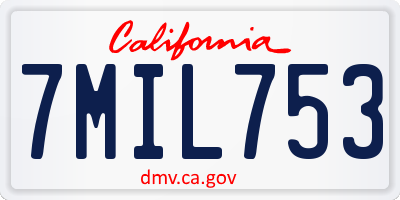 CA license plate 7MIL753