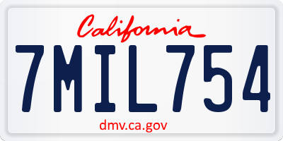 CA license plate 7MIL754