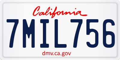 CA license plate 7MIL756