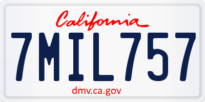 CA license plate 7MIL757