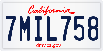 CA license plate 7MIL758
