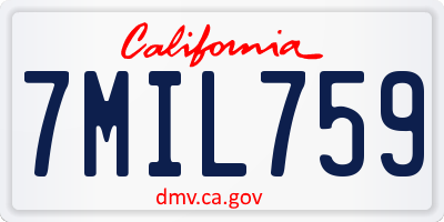 CA license plate 7MIL759