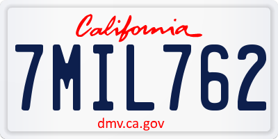 CA license plate 7MIL762