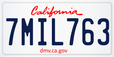 CA license plate 7MIL763