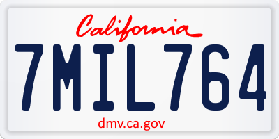 CA license plate 7MIL764