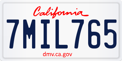CA license plate 7MIL765
