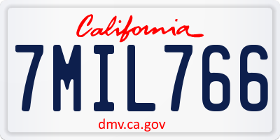 CA license plate 7MIL766