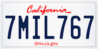CA license plate 7MIL767