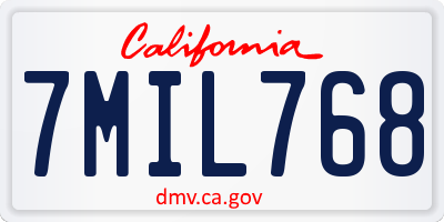 CA license plate 7MIL768