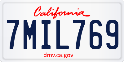CA license plate 7MIL769